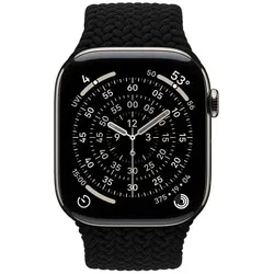 Crong Wave Band - Pleciony pasek do Apple Watch 44/45/46/49 mm (czarny) (Pleciony), Uhrenarmband, Schwarz