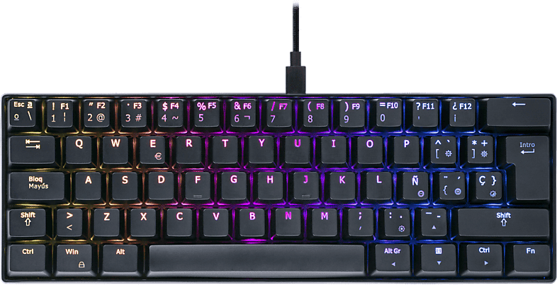 Teclado gaming - ISY IGK 5000-BK-ES, Cable 1.8 m, Mini, Retroiluminación, Negro