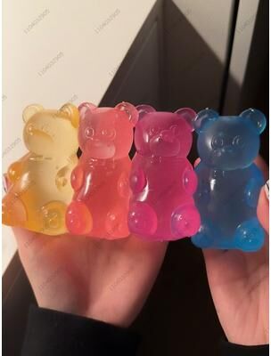 JoyToys Jumbo Gummy Bear Squeeze Toy Soft Sensory Fidget Toy For Stress Relief & Relaxation 4 Pcs All In