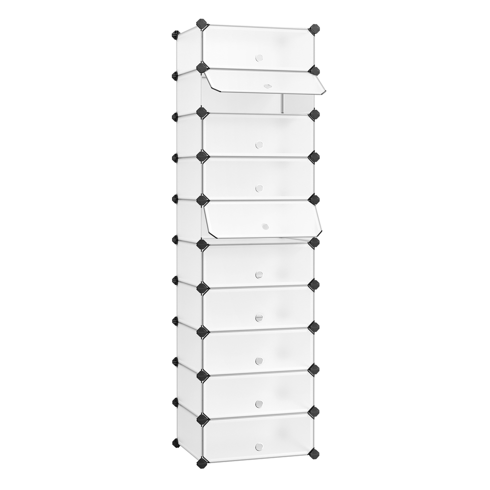 SONGMICS Steckregal mit Türen 10 Fächer Weiß LPC10W