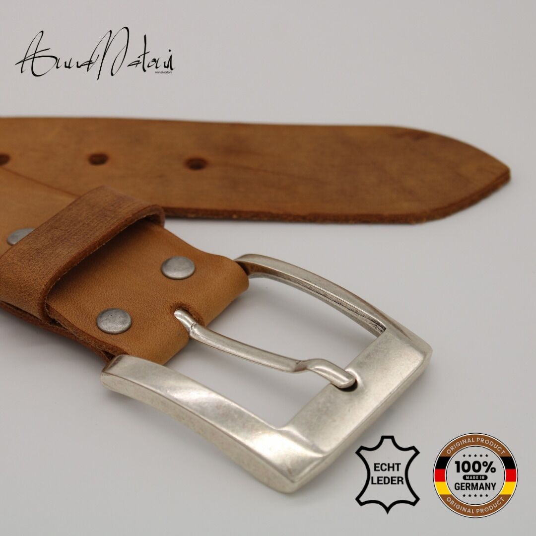 Ledergürtel ANNAMATONI "AnnaMatoni Ledergürtel Rivo Ledergürtel Rivo", Herren, Gr. TW95 - 110cm Gesamtlänge, braun (cognac 660), 100% Leder, Gürtel Ledergürtel