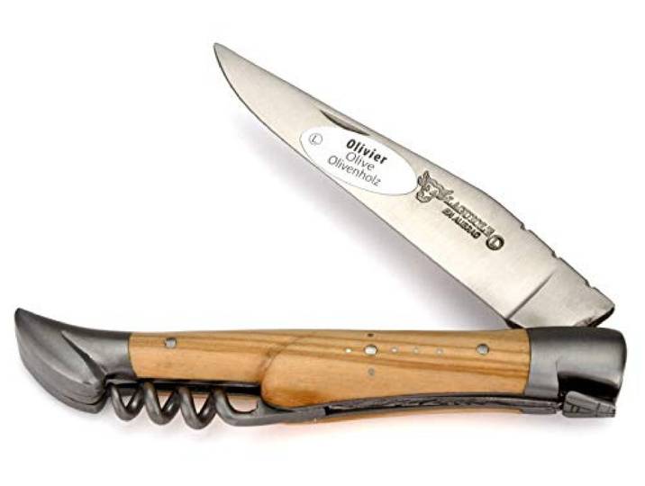 Laguiole en Aubrac Taschenmesser L0311OLIS 11 cm, Klinge 9 cm matt, Korkenzieher, Backen matt, Griffschalen Olivenholz
