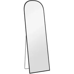 MODFU Ganzkörperspiegel Standspiegel Schwarz 162x50x2 cm mit Aluminiumrahmen HD Glas explosionsgeschützt, freistehend oder Wandmontage, ohne Montage