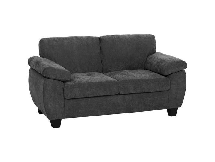 Homcom Sofa 2-Sitzer Chenille Dunkelgrau, Holzwerkstoff, Nachbildung, Füllung: Baumwollfüllung,Taschenfederkern, eckig, 77x81x156 cm, Wohnzimmer, Sofas & Couches