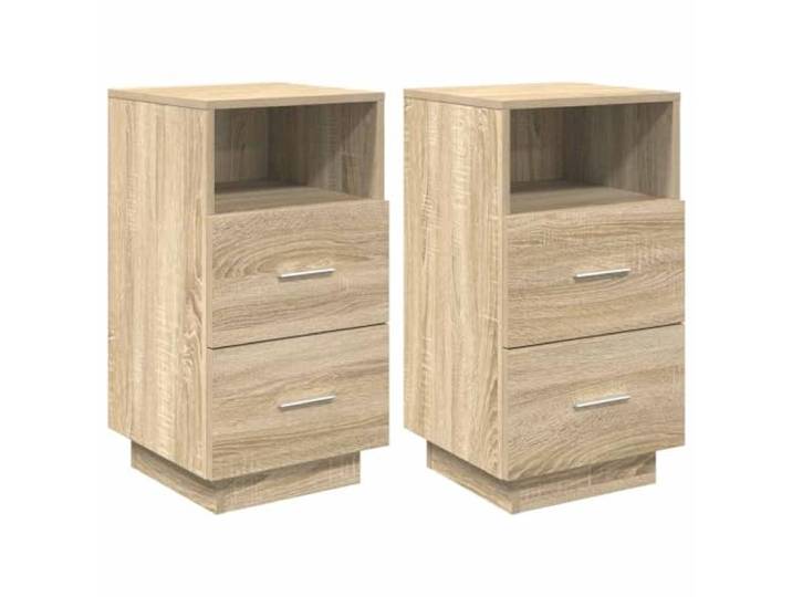 Tmriohed Nachttisch 2er Set Sonoma-Eiche 36x36x68 cm Holzwerkstoff Stilvolle Nachtkommode im 2er-Set fürs Schlafzimmer mit 2 Schubladen und offener Ablage aus robustem Holzwerkstoff.