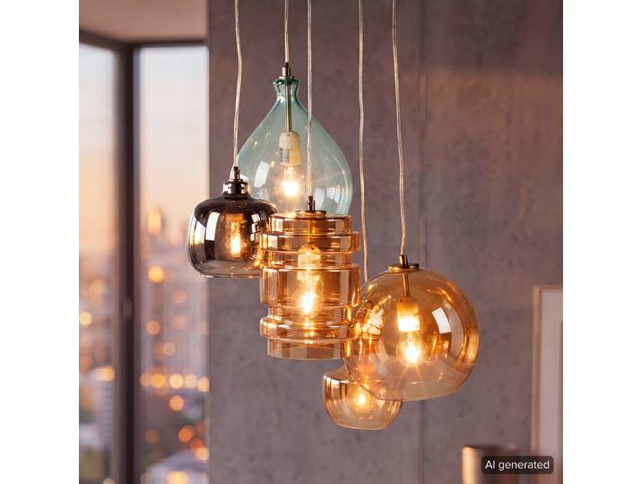 Suspension Brooklyn II Ø 50cm Multicolore/Multicolore Matériau principal : verre Matériau secondaire : métal E27