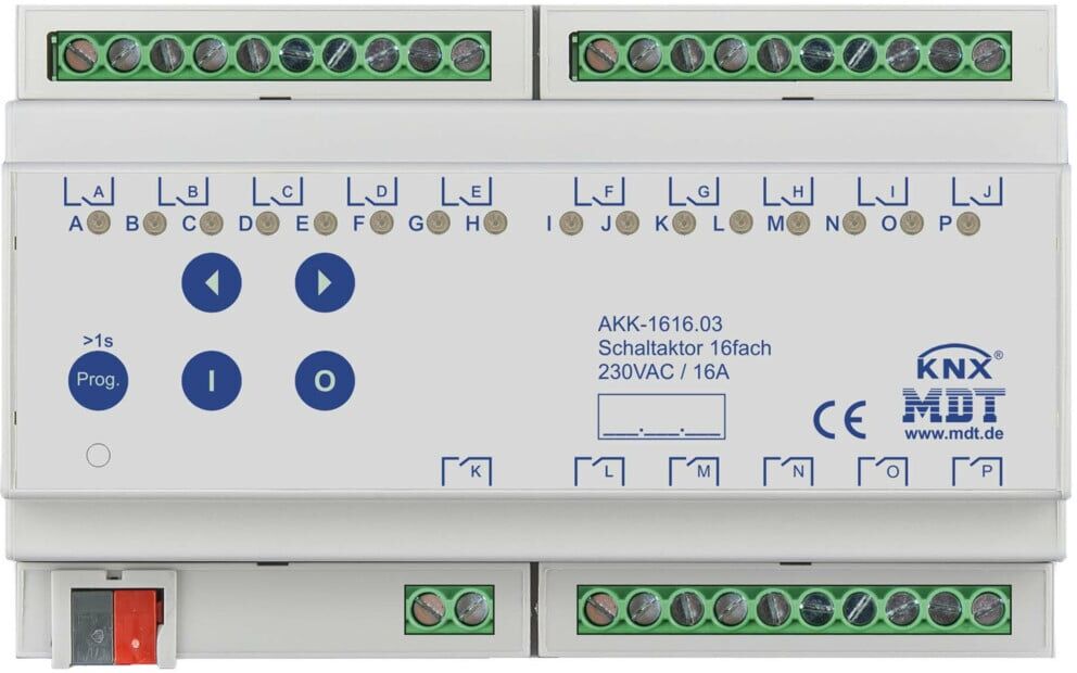 MDT technologies Schaltaktor 16-fach 8TE REG, 16A, 230VAC AKK-1616.03)