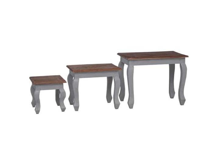 GPUTYGHN Satztisch-Set 3 Pieces Massives Mahagoniholz Beistelltisch Vintage-Look, handgefertigt, verschiedene Größen, k-Stil, langlebig, robust, einzigartiges Design