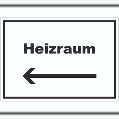 HB-Druck Heizraum Aufkleber mit Text und Richtungspfeil links Heizung Wärme waagerecht A1 (594x841mm)