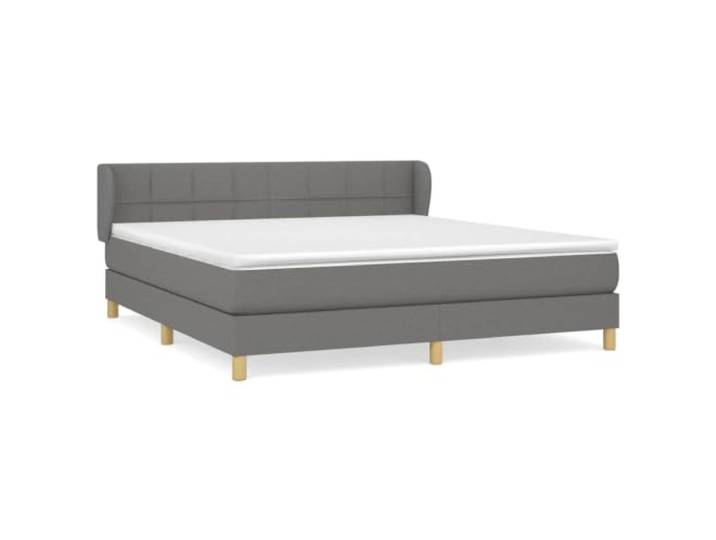 PUGYNBK Boxspringbett, Stoff, dunkelgrau, 180 x 200 cm Verstellbares Kopfteil, Taschenfederkerne, mittlere Festigkeit, atmungsaktives Gewebe