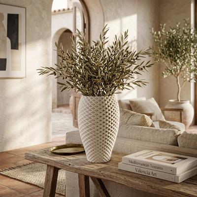 Sagebrook Home Decorative Vase - White Porcelain Textured Diamond, 13 in.