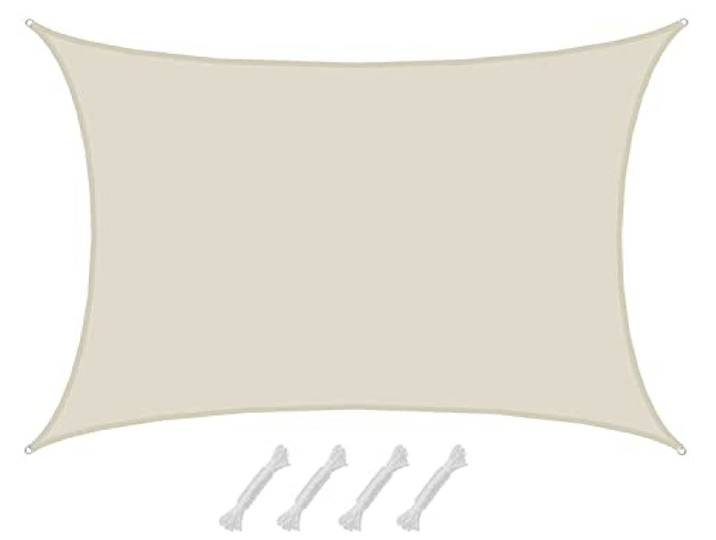 AMANKA 98% UV Schutz: Sonnensegel 5x7 - für die Terrasse Segeltuch Schattenspender Garten Balkon Segel, Beige
