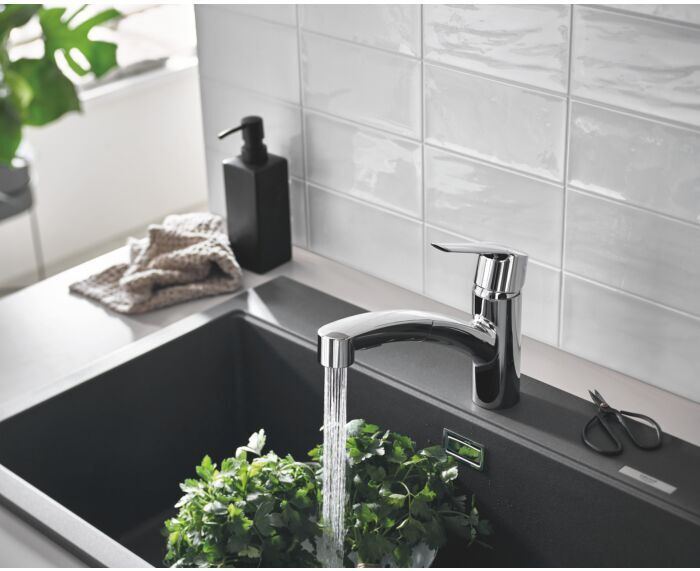 Grohe QuickFix Start Küchenarmatur 30531001 chrom,  mit herausziehbarer Spülbrause