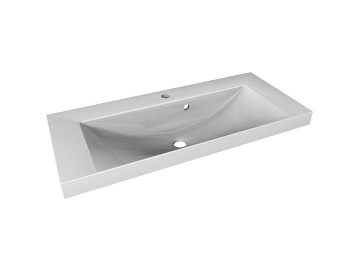 Mid.you Waschbecken, Weiß, Stein, 80x14x35 cm, Badezimmer, Waschbecken & Armaturen, Waschbecken