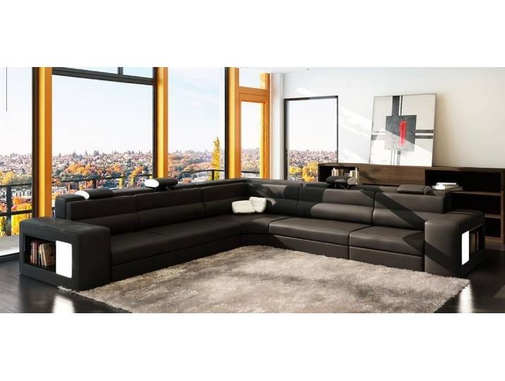 Xlmoebel Ecksofa Großes Ledersofa in Orange mit hohem Sitzkomfort, Ecksofa, Hergestellt in Europa