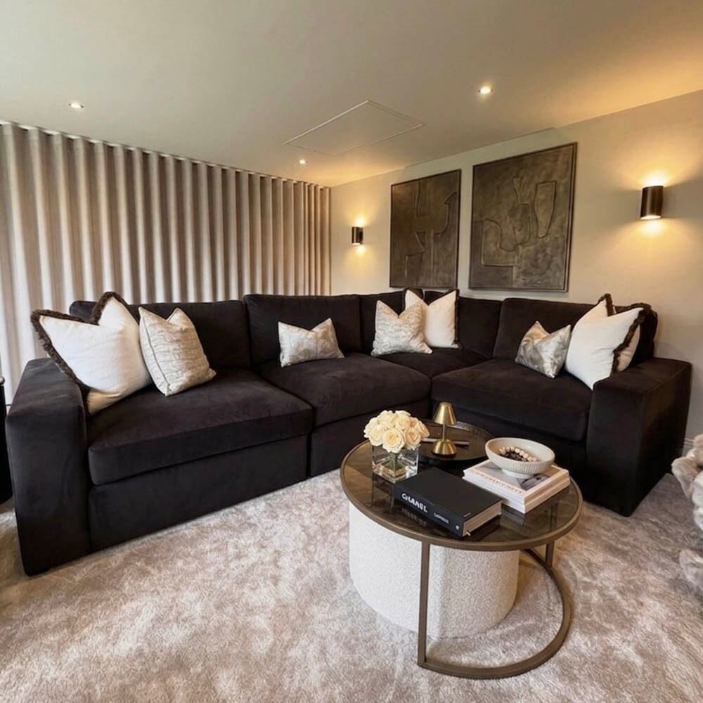 Tribeca Chocolate Brown Velvet Large Right Hand Facing Corner Sofa