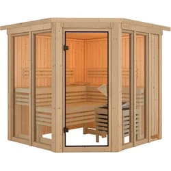 Karibu Sauna Airi Superior mit Eckeinstieg 68 mm Inkl. Dachkranz Ohne Ofen