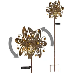 Solarleuchte Windrad Solarlampe Erdspieß Gartendeko Solar Gartenstecker rost, Metall, LED warmweiß, LxBxH 32x17,5x124 cm