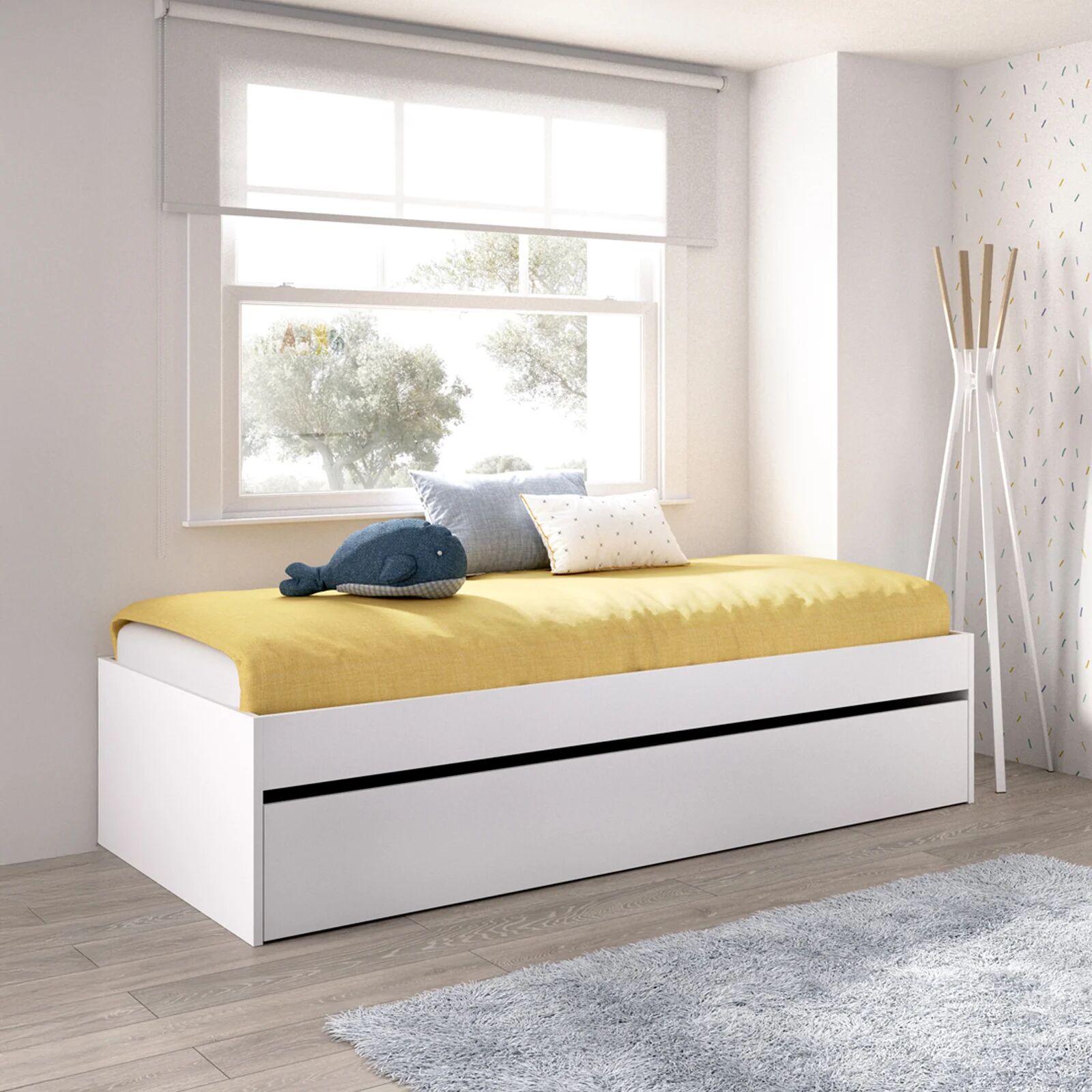 garneroarredamenti Letto singolo 90x190cm con letto estraibile bianco Bellix