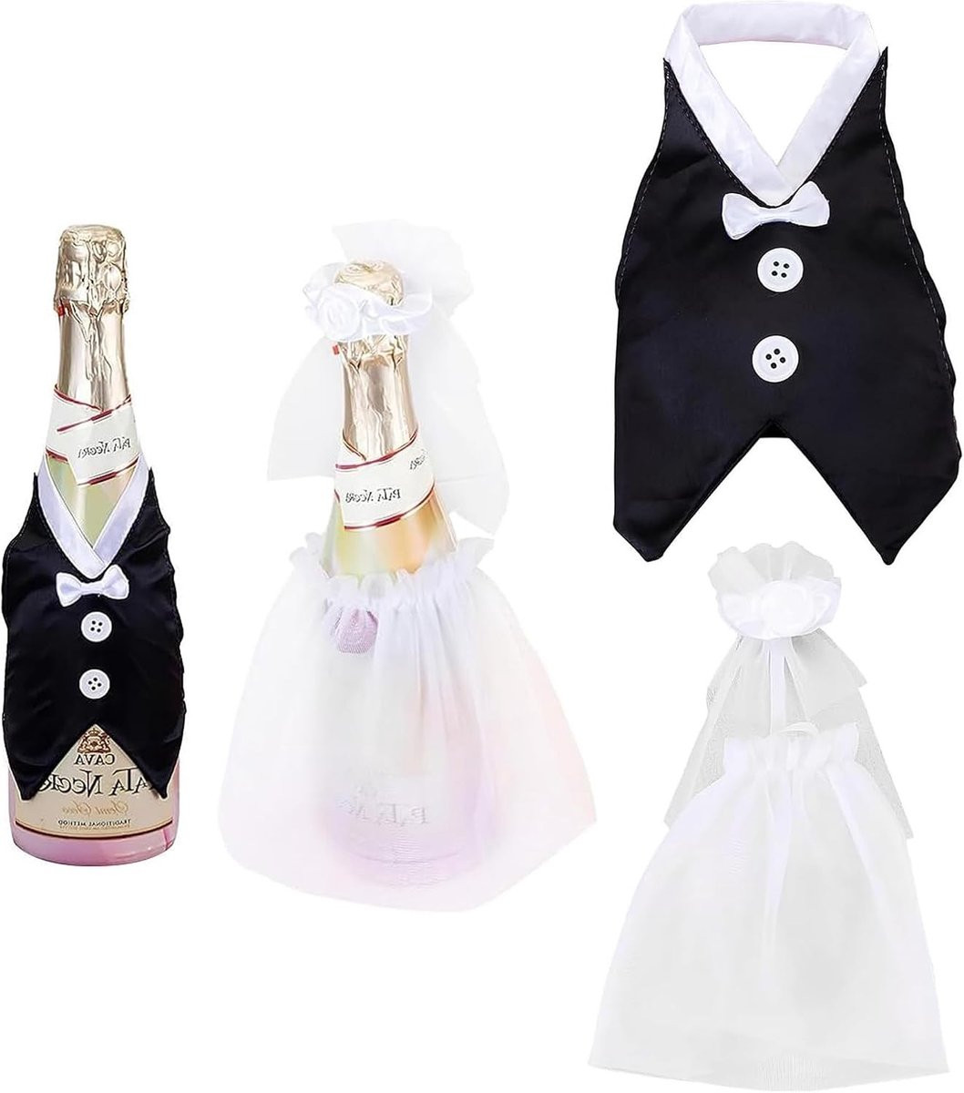 Elegante wijnfles hoezen voor bruiloften, verlovingen en jubilea - Tafeldecoratie en middelpunt