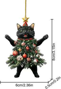 Uplift Curations Cute Cat Christmas Hanging Ornament For Tree, Car & Gifts black Cat