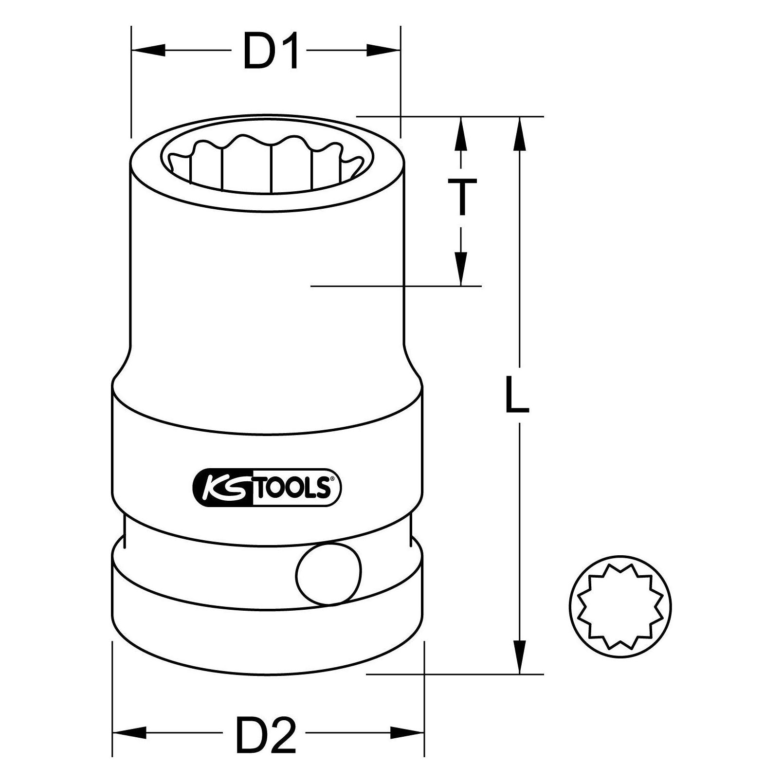 KS Tools 3/8" Kraft-Stecknuss kurz (3/8") (515.1576)