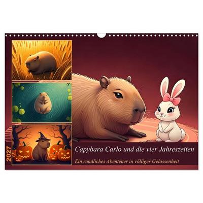 Capybara Carlo und die vier Jahreszeiten (Wandkalender 2027 DIN A3 quer), CALVENDO Monatskalender
