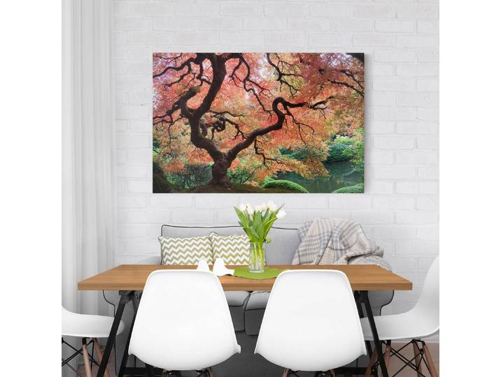 Leinwandbild Japanischer Garten II Kunststoffart: Polyethylen Material: Kunststoff Motiv: Bäume, Pflanzen & Natur Muster: mit Motiv Rot 90cm