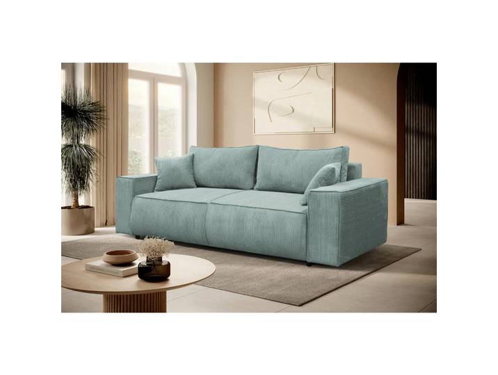 Mid.you Schlafsofa Loft, Türkis, Kunststoff, 2-Sitzer, Füllung: Schaumstoff, 255x90x97 cm, Liegefunktion, Wohnzimmer, Sofas & Couches, Schlafsofas, Schlafsofas mit Bettkasten