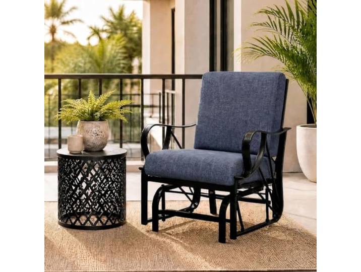 Schaukelstuhl Outdoor 2er Set, Schwingstuhl Garten Mit Kissen Metall Sanft Schaukeln zu Zweit: Wetterfestes 2er-Set Schaukelstühle mit dickem Kissen & Metallrahmen für Terrasse, Garten & Balkon.