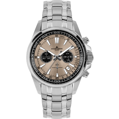 Chronograph JACQUES LEMANS "Liverpool", silber (silberfarben, braun, braun), Armbanduhren, Herren, silberfarben, Chronograph, Quarzuhr, Armbanduhr, Herrenuhr, Edelstahlarmband, analog, Tag