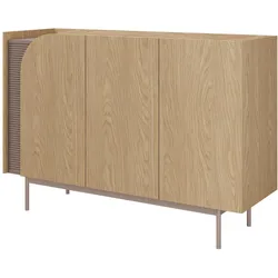 KOMMODE Camel mit 3 Schubladen, geriffeltem Detail, 130 cm, Frühlingseiche + Toffee
