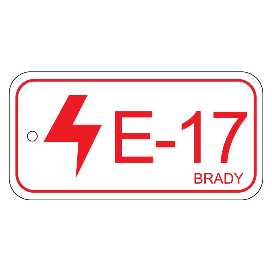 Brady B-7527, Polypropylen Schild, Energy Source Tag - Electrical/Elektrik, 75 x 38mm, Rot auf Wei (ENERGY TAG-E-17-75X38MM-PP/25)