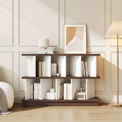 Garvee Open Shelf Low Bookcase,6 Cube Wood Storage Organizer, 2 Tier Floor Standing Display Cabinet Organizer