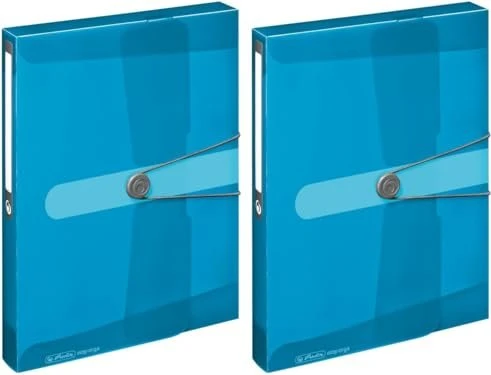Herlitz Sammelbox PP A4 4cm m. Gummizug blau transparent