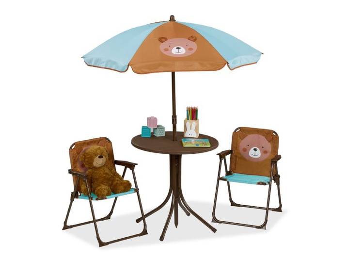 Relaxdays Camping Kindersitzgruppe mit Schirm
