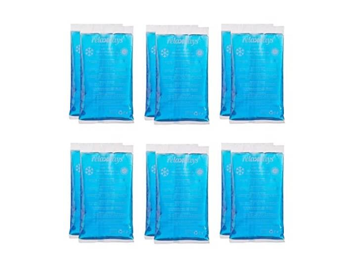Relaxdays compresses thermiques en lot de 12\, premiers secours\,HxLxP : 1x15x8 cm\, gel chaud-froid\, sport\, muscle\, bleu