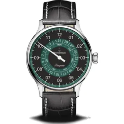 Meistersinger Klassik Plus Pangaea Day Date PDD902P - petrol,schwarz,weiße Ziernaht - 40mm