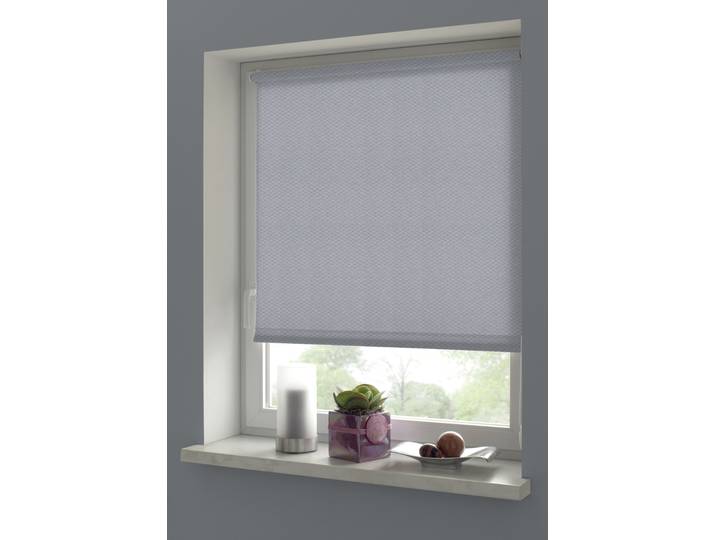 Rollo GARDINIA Shaun , grau (hellgrau), B:120cm H:160cm, Polyester, Rollos, Rollo, Rautenmuster als die Wolle