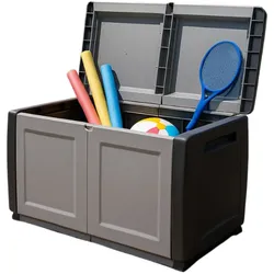 Aufbewahrungsbox 230L Gartenbox Grau/Schwarz 96 x 53 x H57cm Tragegriffe Polypropylen INTEC