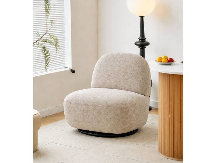 Fauteuil de salon pivotant en tissu gris