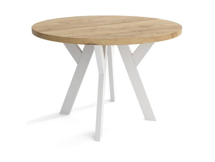 Sepro Meble Tisch Weiß Craft Gold Rund 90 cm, Mehrfarbig, 90x76x90 cm, Esszimmer, Esstische