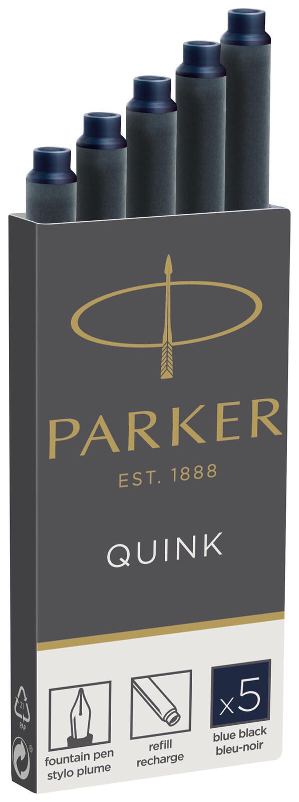 PARKER QUINK Mini-Tintenpatrone blau-schwarz 1950385