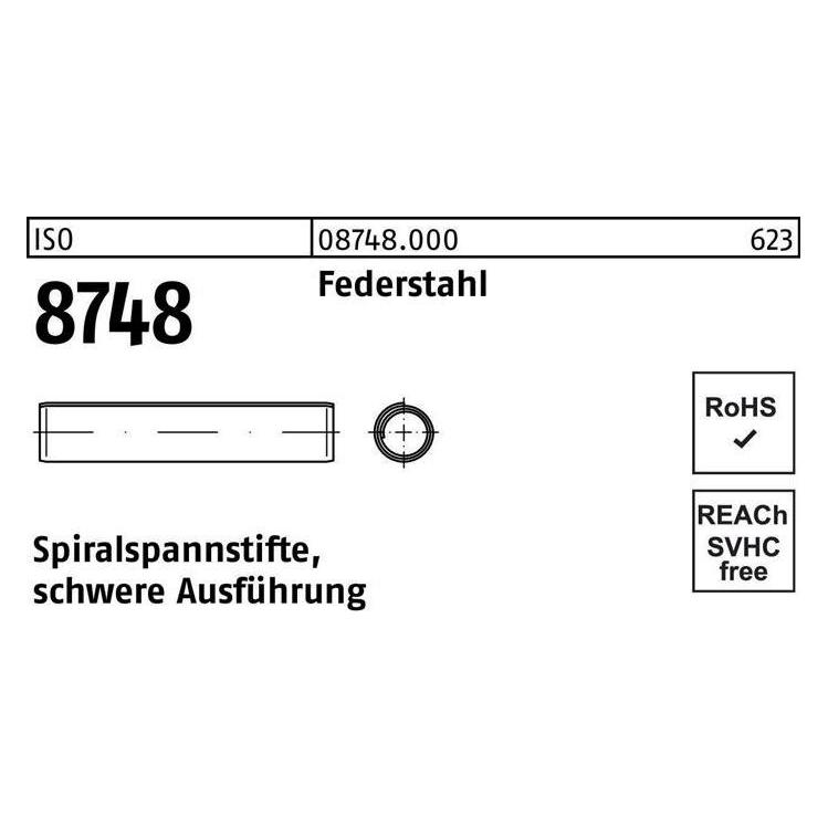 Spiralspannstift ISO 8748 3 x 10 Federstahl schwere Ausf. ISO 8748 (087480000030010)