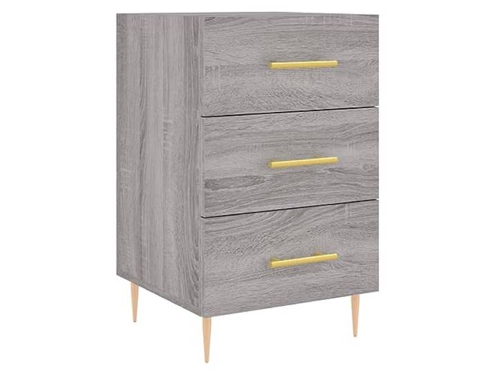HGLADYU Nachttisch Grau Sonoma 40x40x66 cm Holzwerkstoff mit Schublade und Metallfüßen, moderner Nachtschrank für Schlafzimmer, Stabiler Beistelltisch mit geräumigem Stauraum