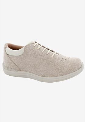 Women's Tulip Oxford Flat by Drew in Bone Foil Leather (Size 7 N)