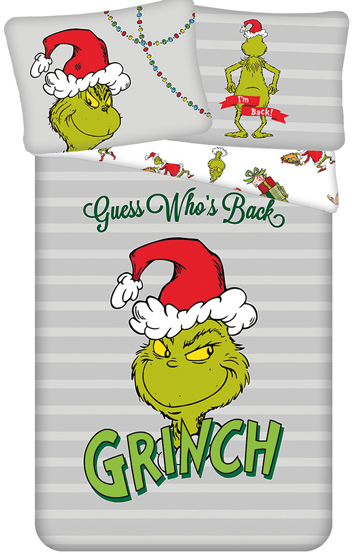 Jerry Fabrics Grinch Guess Who Is Back Dekbedovertrek van Katoen, 140 x 200 cm