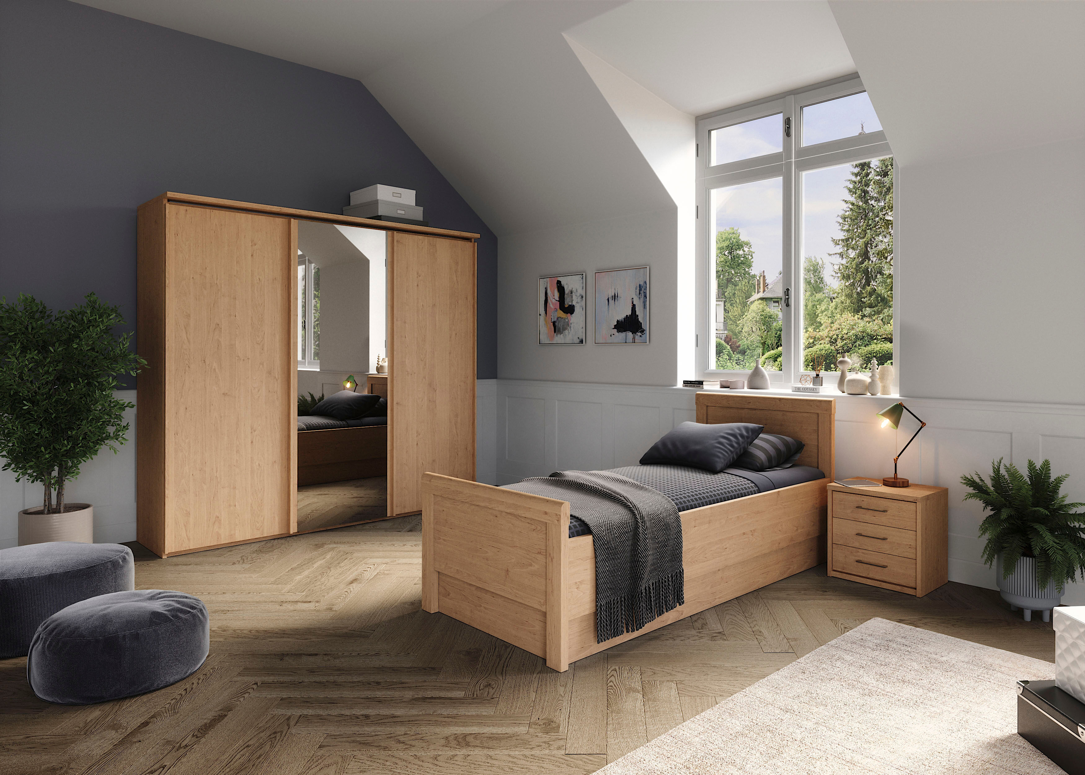 Nachtkommode PRIESS "Arnsberg", grau (livorno buche), B:50,5cm H:49cm T:35,5cm, Holzwerkstoff, Sideboards, Nachtkommode