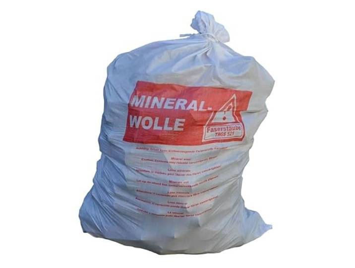 B teurobrecher - 100 Mineralwoll Säcke 140x220 cm - KMF Sack - Big Bag MiWo - für Mineralfaserabfälle - Transportsack mit Aufdruck - Glaswolle - Isolierwolle