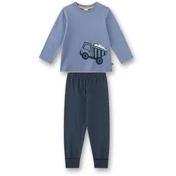 Sanetta Jungen Schlafanzug, lang - Kids, Bagger, Baustelle, Velour Single, Baumwolle Blau / 104